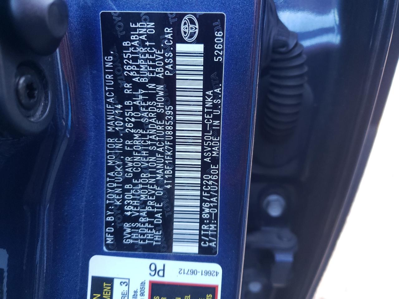 4T1BF1FK7FU885395 2015 Toyota Camry Le