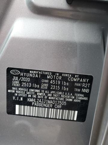 2021 Hyundai Sonata Hybrid VIN: KMHL24JJ1MA017505 Lot: 80517473