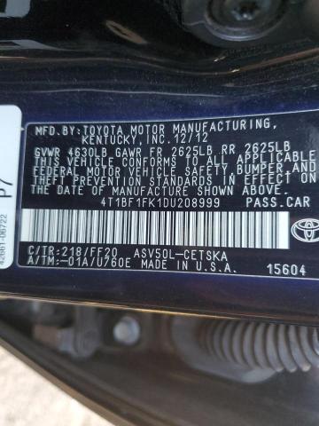 VIN 4T1BF1FK1DU208999 2013 Toyota Camry, L no.12