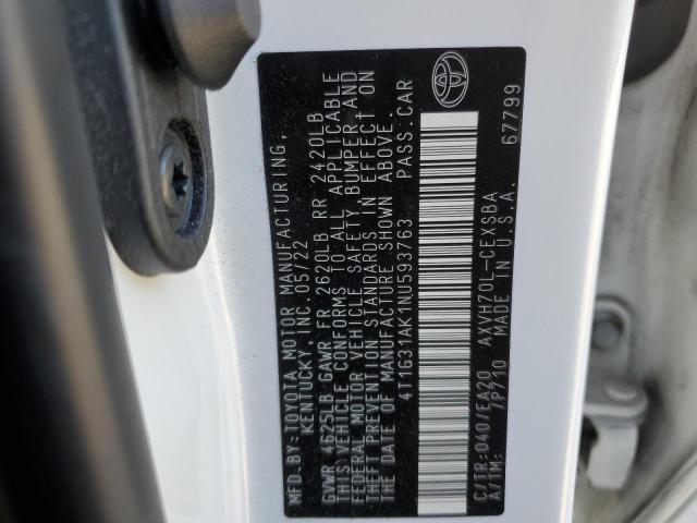 2022 TOYOTA CAMRY NIGH - 4T1G31AK1NU593763