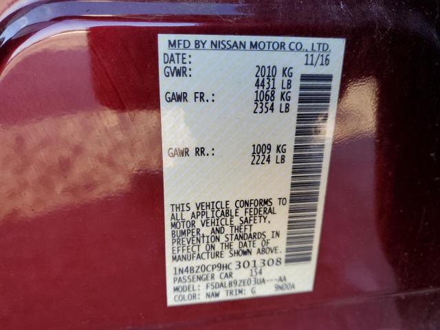 1N4BZ0CP9HC301308 | 2017 NISSAN LEAF S