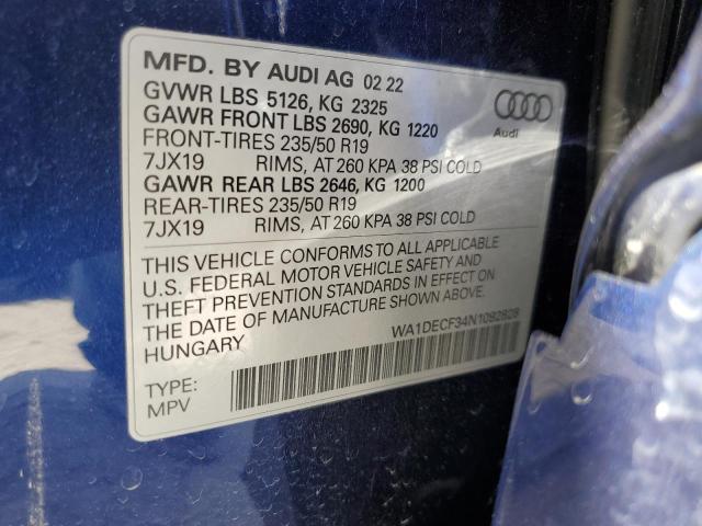 WA1DECF34N1092828 | 2022 AUDI Q3 PREMIUM