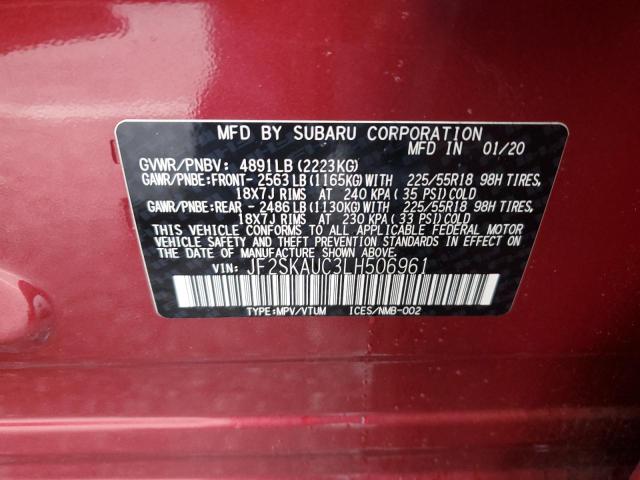 JF2SKAUC3LH506961 | 2020 SUBARU FORESTER L