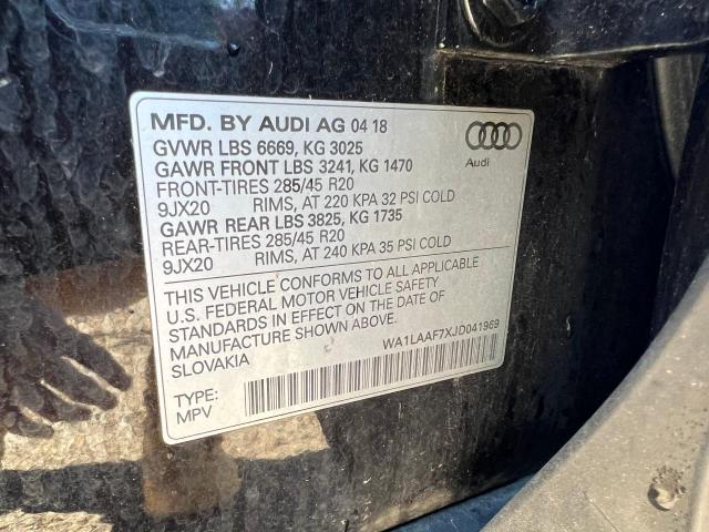 VIN WA1LAAF7XJD041969 2018 Audi Q7, Premium Plus no.10