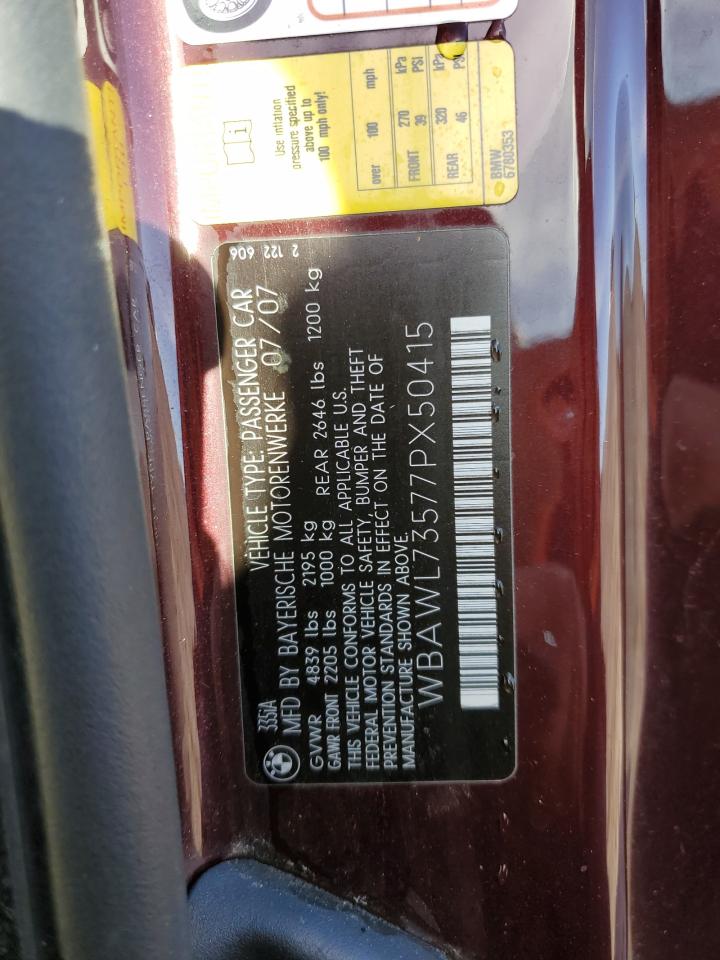 WBAWL73577PX50415 2007 BMW 335 I