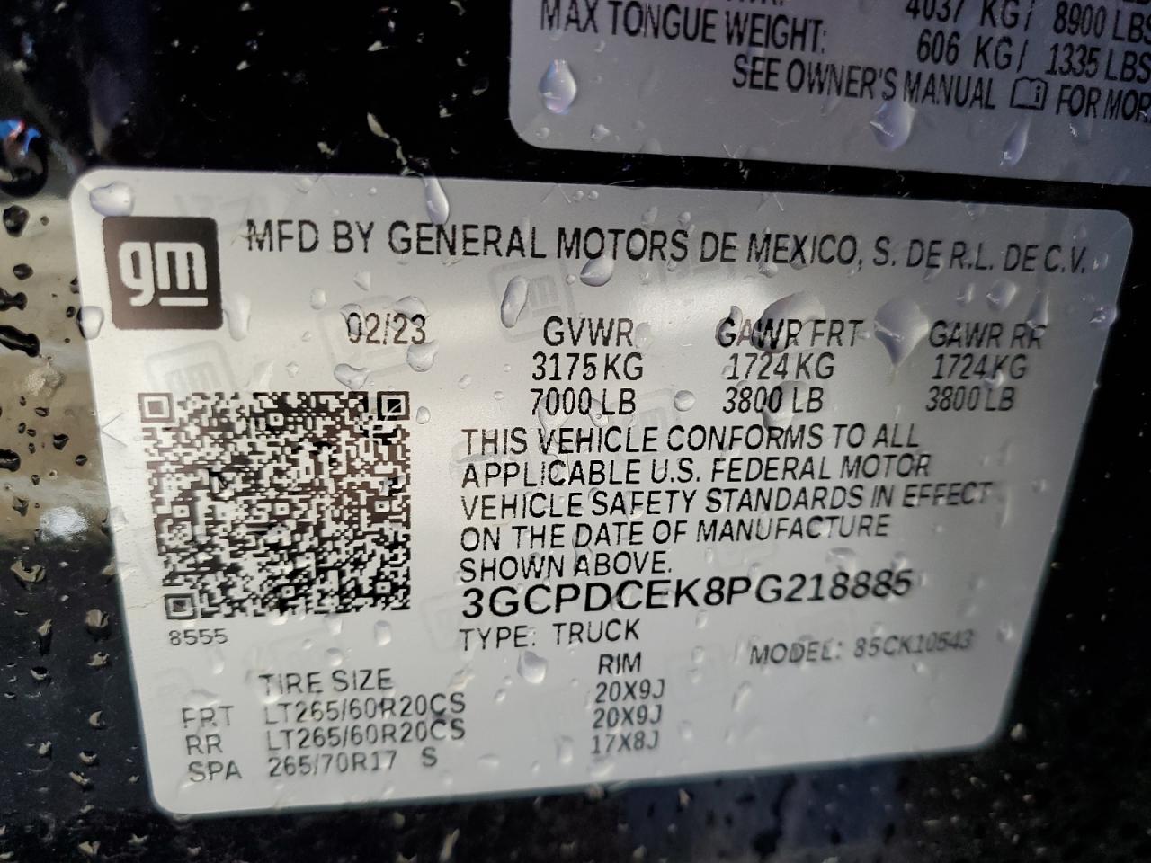 3GCPDCEK8PG218885 CHEVROLET ALL Models 2023