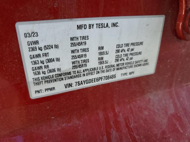 7SAYGDEE6PF708486 | 2023 TESLA MODEL Y