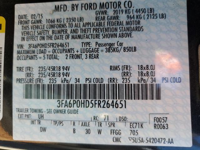 3FA6P0HD5FR264651 | 2015 FORD FUSION SE