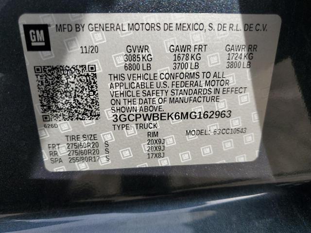 3GCPWBEK6MG162963 | 2021 CHEVROLET SILVERADO