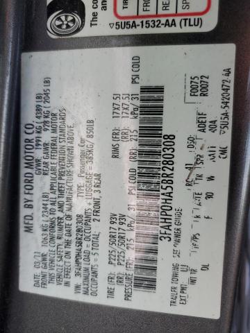 2011 Ford Fusion Se VIN: 3FAHP0HA5BR280308 Lot: 81610273