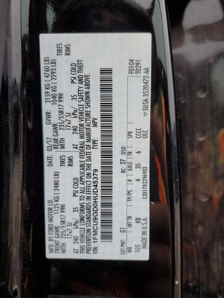 1FMCU9GD0HUD45379 2017 Ford Escape Se