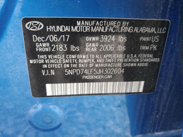 5NPD74LF5JH302604 | 2018 HYUNDAI ELANTRA SE