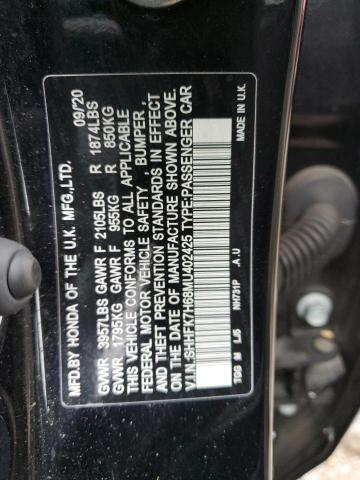 SHHFK7H68MU402425 | 2021 HONDA CIVIC EX