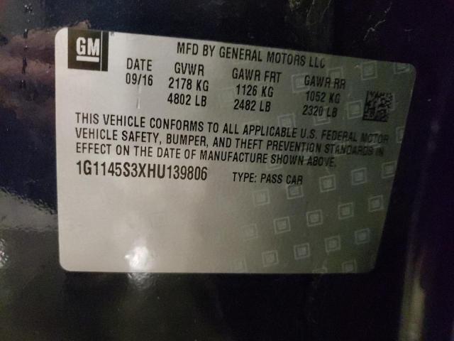 1G1145S3XHU139806 | 2017 CHEVROLET IMPALA PRE