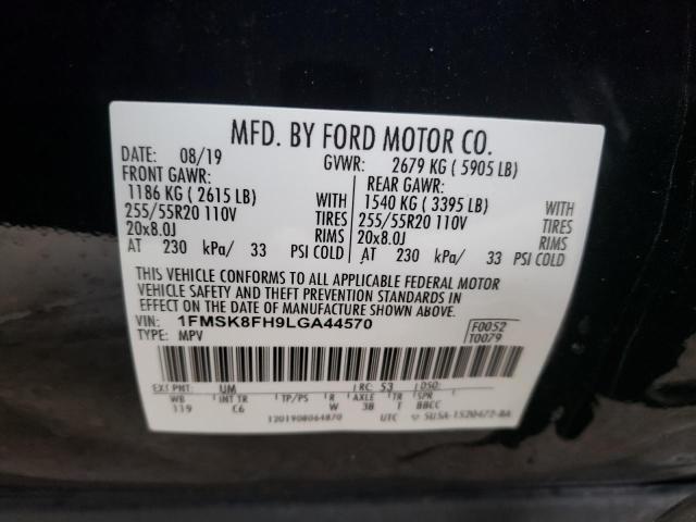 1FMSK8FH9LGA44570 | 2020 FORD EXPLORER L