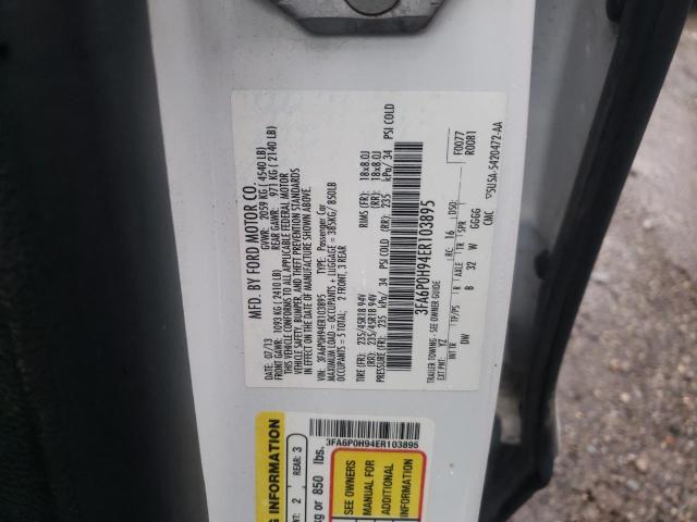 3FA6P0H94ER103895 | 2014 FORD FUSION SE