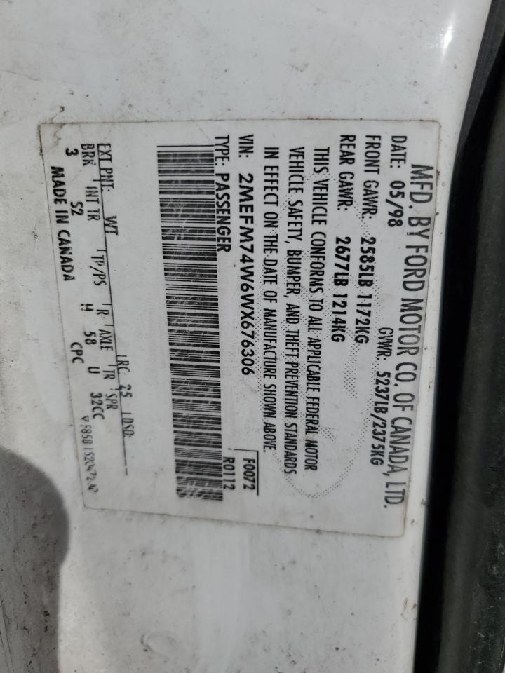 2MEFM74W6WX676306 1998 Mercury Grand Marquis Gs