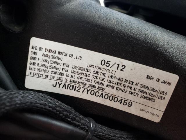 2012 YAMAHA FZ8 NC JYARN27Y0CA000459