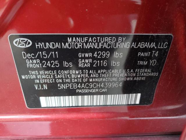 5NPEB4AC9CH439964 | 2012 Hyundai sonata gls