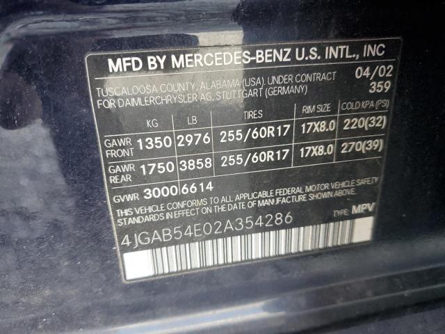 2002 Mercedes-Benz Ml 320 VIN: 4JGAB54E02A354286 Lot: 79867863