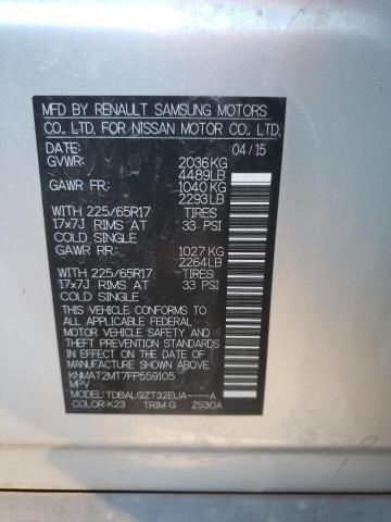 KNMAT2MT7FP559105 | 2015 NISSAN ROGUE S