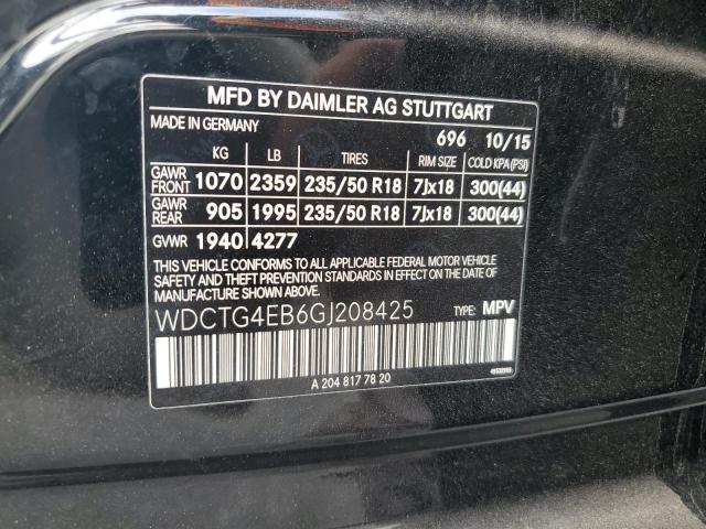 VIN WDCTG4EB6GJ208425 2016 Mercedes-Benz GLA-Class,... no.12