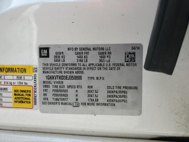 2014 GMC Acadia Denali VIN: 1GKKVTKD3EJ350806 Lot: 80200793