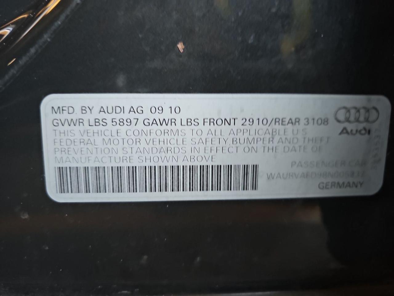 WAURVAFD9BN005337 2011 Audi A8 L Quattro