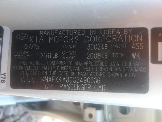 KNAFX4A89G5490336 | 2016 KIA FORTE EX