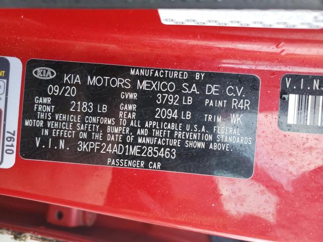 3KPF24AD1ME285463 | 2021 KIA forte fe