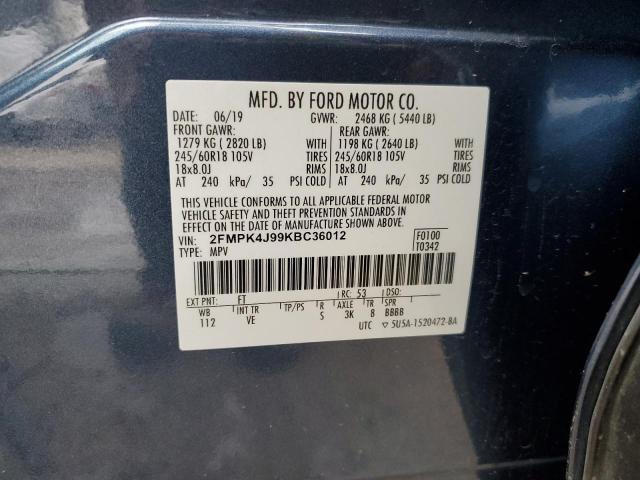 2FMPK4J99KBC36012 2019 FORD EDGE, photo no. 14