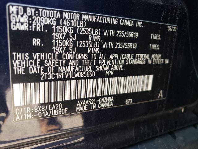 2T3C1RFV1LW085660 | 2020 TOYOTA RAV4 XLE P