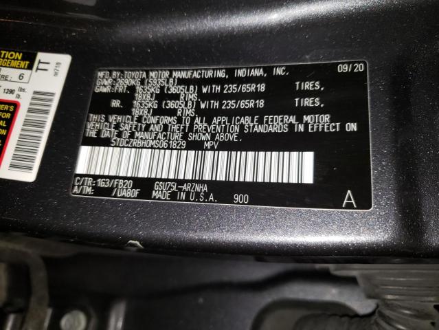 VIN 5TDCZRBH0MS061829 2021 Toyota Highlander, L no.12