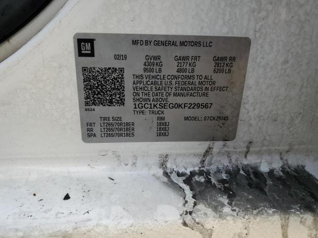 2019 CHEVROLET SILVERADO - 1GC1KSEG0KF229567