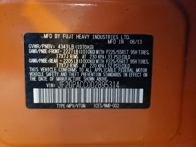 2013 Subaru Xv Crosstrek 2.0 Premium VIN: JF2GPACC0D2895314 Lot: 81625673