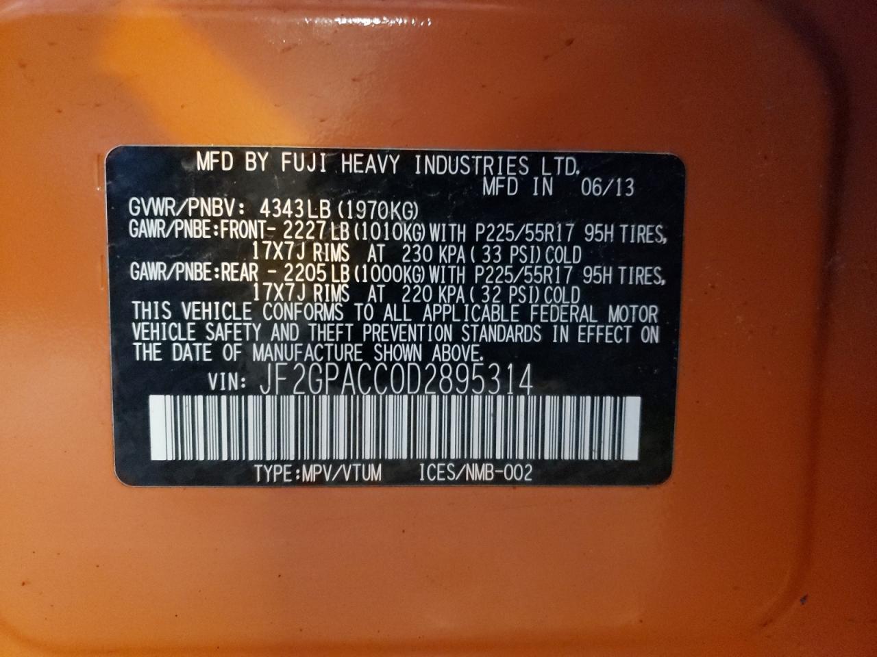jf2gpacc0d2895314 JF2GPACC0D2895314 2013 Subaru Xv Crosstrek 2.0 Premium