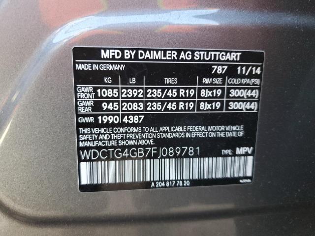 VIN WDCTG4GB7FJ089781 2015 Mercedes-Benz GLA-Class,... no.13