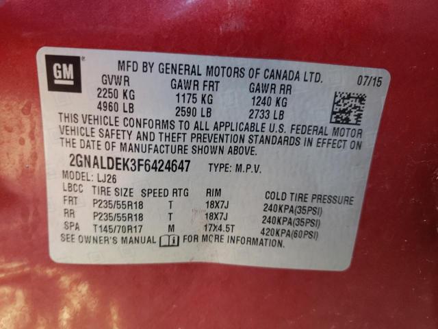 2GNALDEK3F6424647 | 2015 CHEVROLET EQUINOX LT