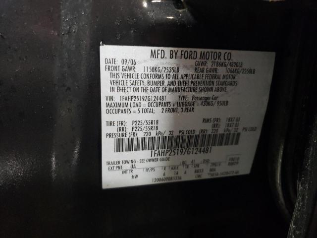 2007 Ford Five Hundred Limited VIN: 1FAHP25197G124481 Lot: 78208263