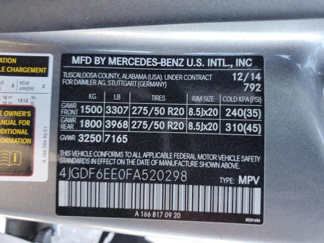 VIN 4JGDF6EE0FA520298 2015 Mercedes-Benz GL-Class, ... no.12