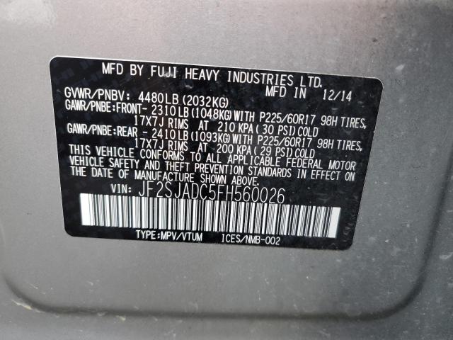 JF2SJADC5FH560026 | 2015 SUBARU FORESTER 2