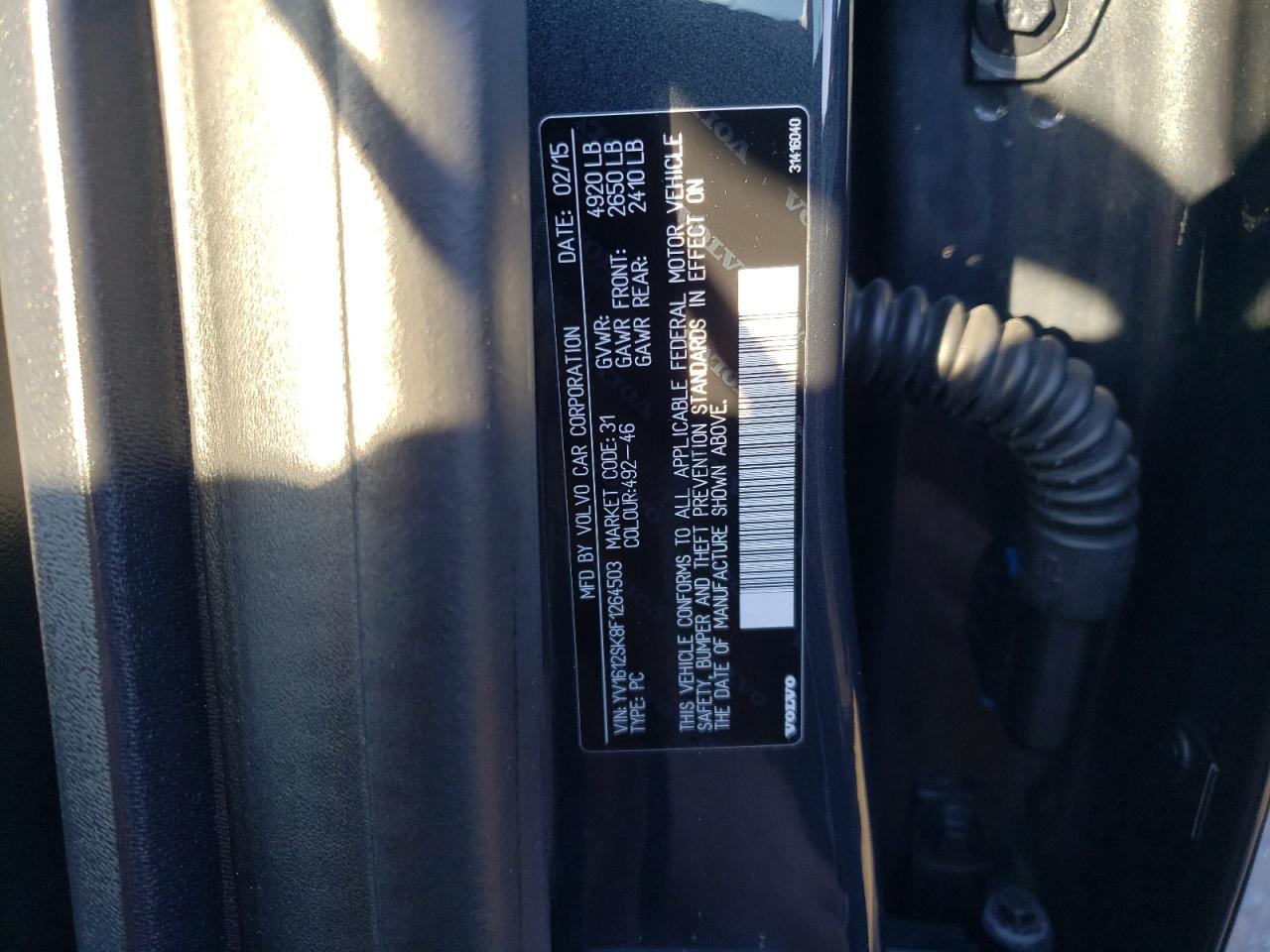 YV1612SK8F1264503 2015 Volvo V60 Premier