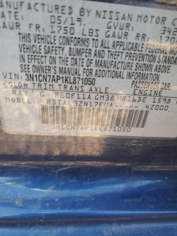 2019 NISSAN VERSA S - 3N1CN7AP1KL871050