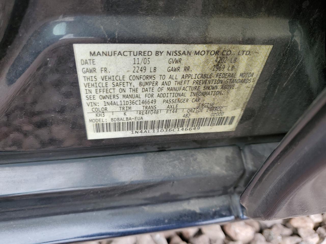 1N4AL11D36C146649 2006 Nissan Altima S