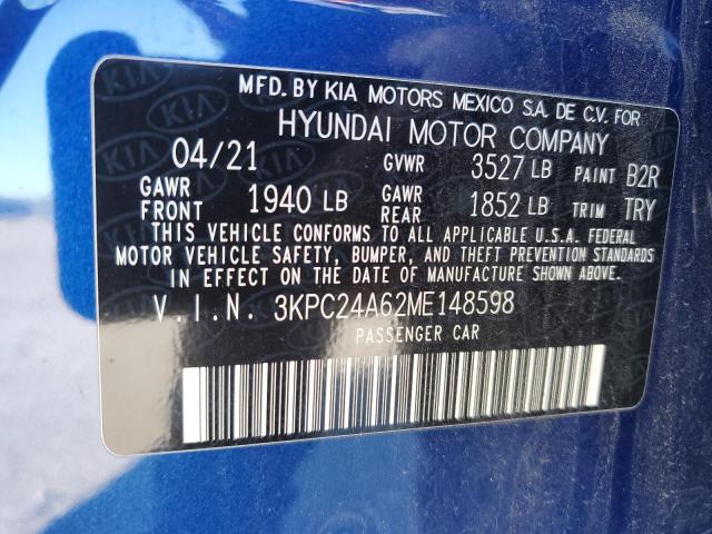 3KPC24A62ME148598 | 2021 HYUNDAI ACCENT SE