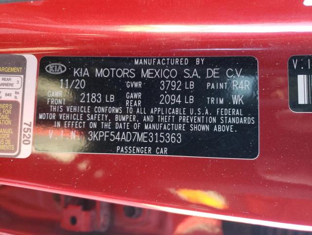 3KPF54AD7ME315363 | 2021 KIA forte ex