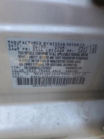 3N1AB8BV2LY259057 | 2020 NISSAN SENTRA S