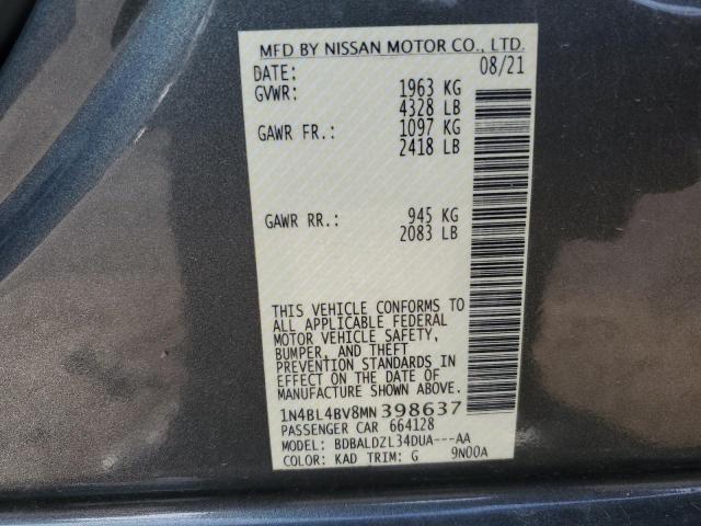 1N4BL4BV8MN398637 | 2021 NISSAN ALTIMA S