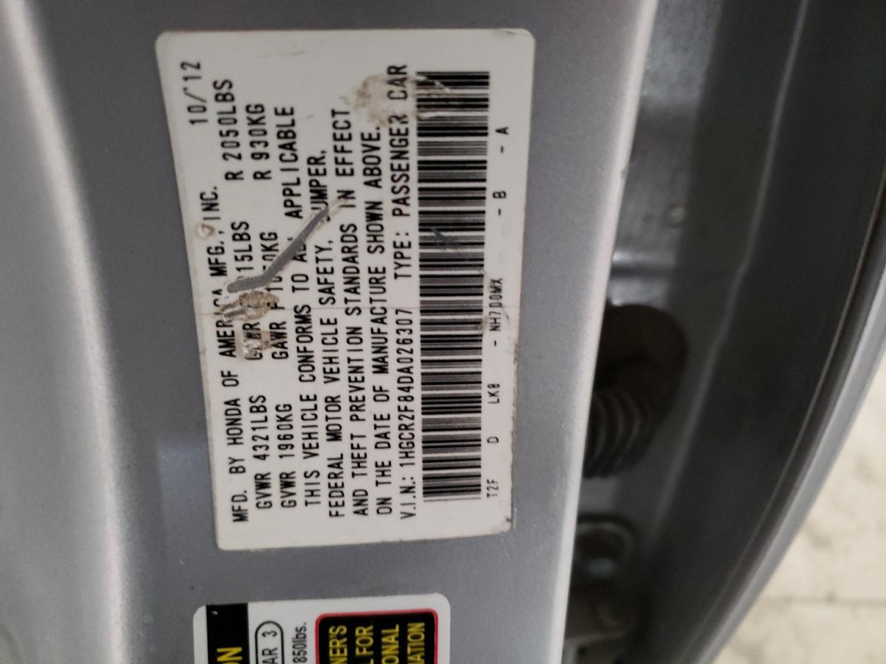 2013 Honda Accord Exl vin: 1HGCR2F84DA026307