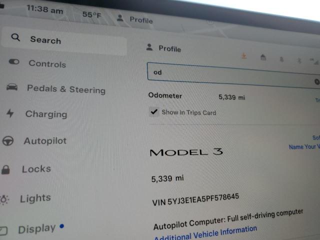 5YJ3E1EA5PF578645 | 2023 TESLA MODEL 3